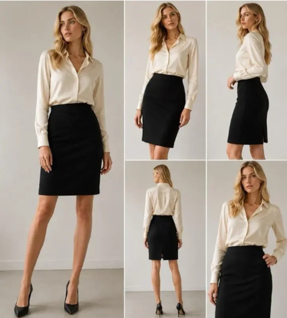 Valentino Roma Black Textured Silk Blend Pencil Skirt | Made in Italy | Size M